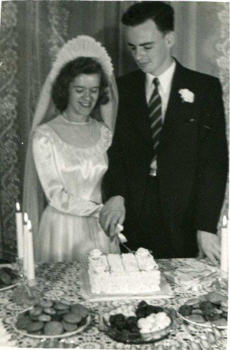 MR. AND MRS. CHARLES B. WILLS at their wedding reception 70 years ago on September 22, 1946.