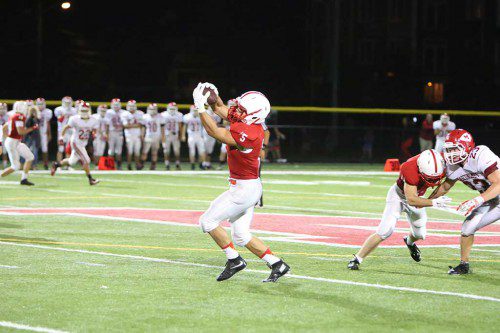 THE MELROSE Red Raider football team held Masconomet scoreless in the second half to clinch a 26-13 season-opening win on the road last Friday. Melrose (1-0) hosts their home opener against Waltham tonight. (file photo) 