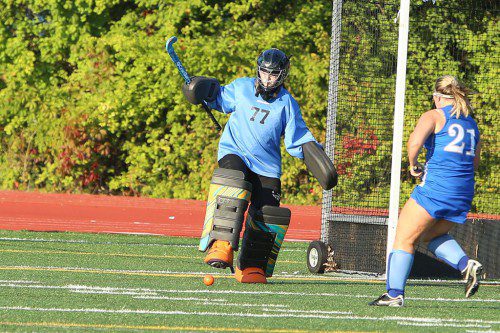 MOLLY LEACH, a senior captain, returns to play in goal for the Warriors this fall. Leach is one of nine returning varsity players for Wakefield. (Donna Larsson File Photo)