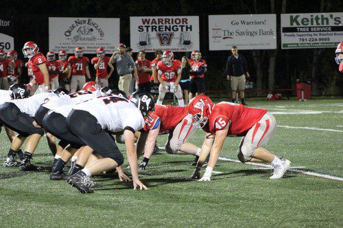 THE WARRIORS will need to have good effort up front from their offensive and defensive lines when they host Wilmington tomorrow night at Landrigan Field. (Keith Curtis Photo)