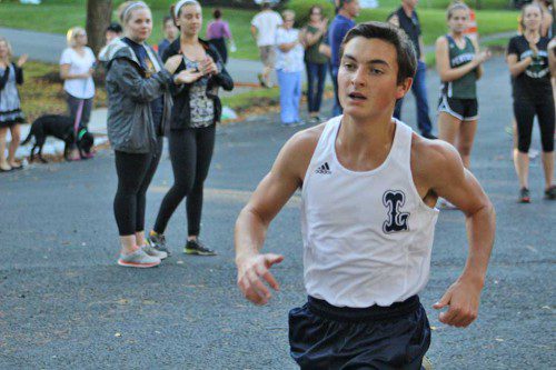 CAPTAIN Ryan Iapicca finished eighth during the boys’ cross country team’s 50-15 loss (lower score wins) to Pentucket Oct. 19. He concluded the race in 16:50. (Dan Tomasello Photo)