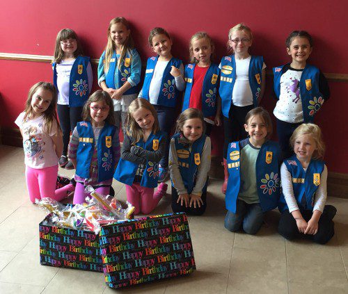 AT THEIR OCTOBER meeting, Wakefield Girl Scout Daisy Troop #62842 created goodie bags for the non-profit organization, Birthday Wishes, whose mission is to provide birthday parties to children experiencing homelessness.