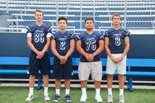 THE 2016 PIONEER football captains led a successful campaign this season, including the team's fifth straight Cape All League title (4-0) and a bid in the Div. 3A state semifinals. From left: Louis Ellis, Alex Boustris, Michael Stellato and Kyle Hawes. (Kerrianne Allain Photo)