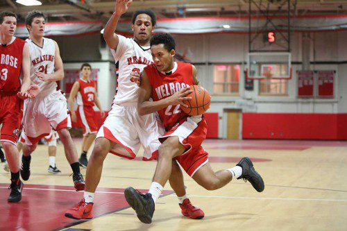 THE MELROSE Red Raider hoop team is looking for another playoff run in 2016-17. They start their season on Friday, December 16 at home against Belmont. Pictured is senior tri-captain Avery Davis. (file photo)  