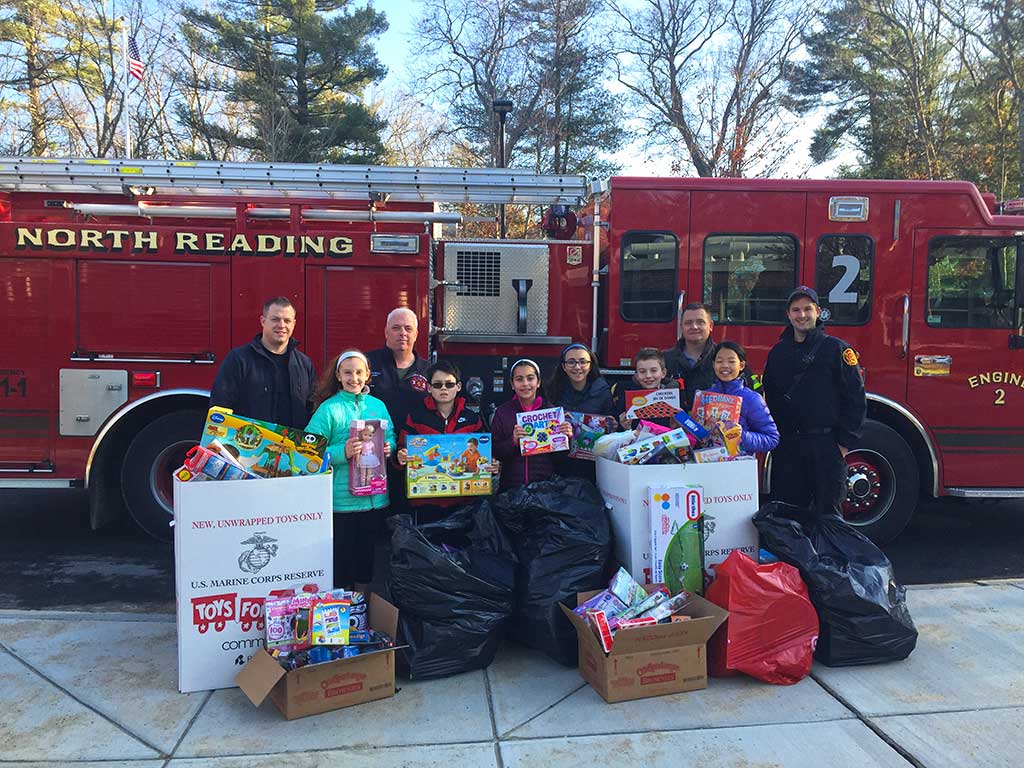 The Hood School Student Council recently held a Toys for Tots Drive and donated the toys to the North Reading Fire Department to help with their drive. All of the pictured toys were donated by Hood School Families (Courtesy Photo).