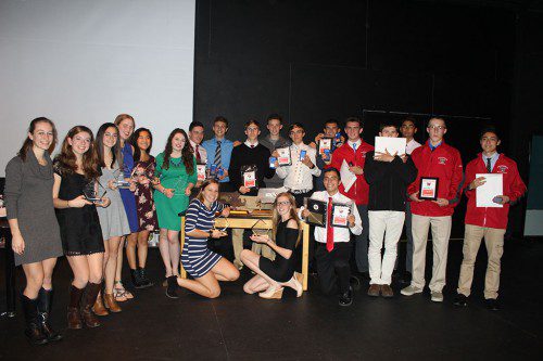 THE WMHS cross country teams recently held their awards banquet. The girls' awards winners included Abby Harrington (Coaches Award), Isabella Kehoe (Unsung Hero Award), Olivia Lucey (Rookie of the Year), Gillian Russell (No Guts, No Glory Award), Amanda Westlake (Comeback Athlete of the Year), Maeve Conway (Outstanding Captain Award), Cassie Lucci (Lady Wolverine Award) and Jordan Stackhouse (MVP). The boys' awards winners and members of the championship team included Adam Roberto (Outstanding Senior), Riley Brackett (member of state championship team), Nick McGee (Unsung Hero), Jack Stevens (member of state championship team), Ryan Sullivan (Coaches Award), Tommy Lucey (Coaches Award), James Connors (Leadership Award), Cal Sylvia (Varsity Letter), Rohan Singhvi (Outstanding Sophomore) and Tanner Jellison (Outstanding Freshman). In the front is Matt Greatorex (Most Valuable Runner, Outstanding Junior). 