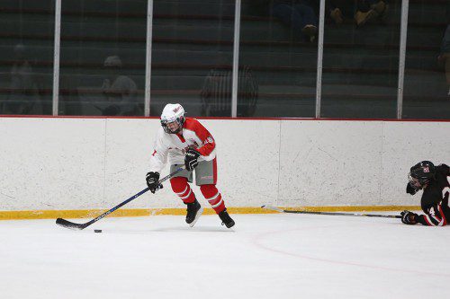 BROOKE LILLEY, a sophomore forward, scored one of the two Warrior goals against Arlington last night at Ed Burns Arena. Wakefield lost by a 5-2 score. (Donna Larsson File Photo)
