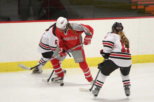 MEGAN HORRIGAN, a senior defenseman, is one of Wakefield’s captains and the Warriors will be relying on her leadership along with the rest of the upperclassmen this season. (Donna Larsson File Photo)