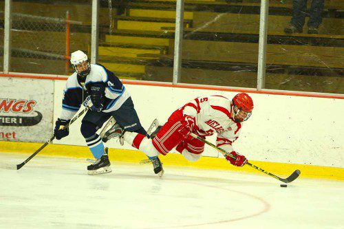 THE MELROSE Red Raider hockey team hopes to pick up a win when they travel to Wilmington on Saturday. (Donna Larsson photo) 
