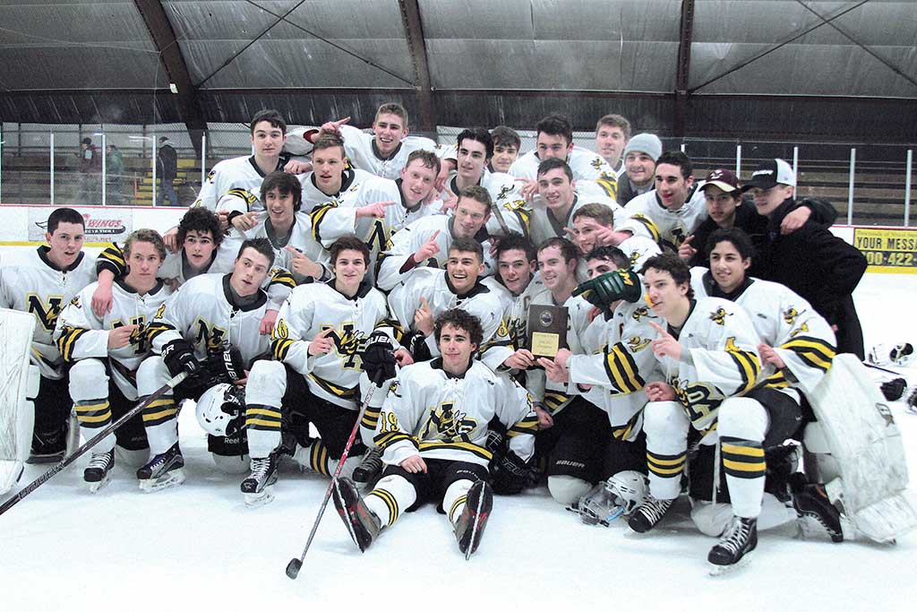 Congratulations to the North Reading Varsity Hockey team! They capped off an undefeated season by beating Newburyport with a score of 2-1. The Hornets finish the season Cape Ann League Champions! (Courtesy Photo/Lisa Buckley)
