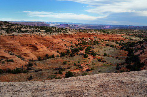 CRISP, CLEAR MORNING air provides a majestic view of an ancient eroded seabed while mountain biking in southeastern Utah. (John Sofia Photo)