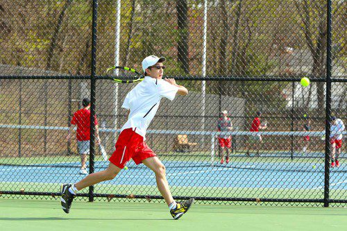 THE MELROSE Red Raider tennis team came up victorious again, this time a 5-0 win over Wakefield on Monday. (Donna Larsson photo) 