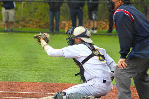 BRYANT DANA has been calling solid games for the Pioneers all season and has a batting average north of .400 as well. (Maureen Doherty Photo)