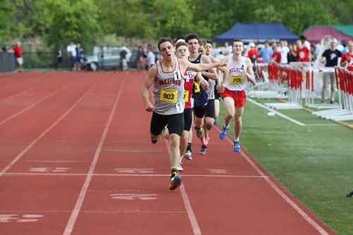 ADAM ROBERTO, a senior captain, crossed the finish line at 1:58.87 to capture first place in the 800 meter run with the personal best time at the Div. 3 Outdoor Track and Field Championships on Sunday at Burlington High School.