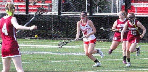 THE MELROSE High girls' lacrosse team qualified for a post season after two wins over Stoneham and Malden this week. (courtesy photo, Rob Cunningham) 