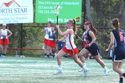 KELSEY CZARNOTA, a senior, scored three goals and earned an assist in Wakefield’s 11-8 triumph over Belmont on Friday afternoon at Landrigan Field. (Donna Larsson File Photo)