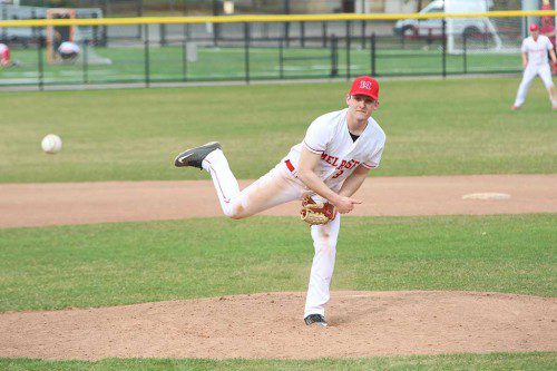 STRONG PITCHING from senior John Caspariello helped Melrose baseball secure a post season this spring. (Donna Larsson photo) 