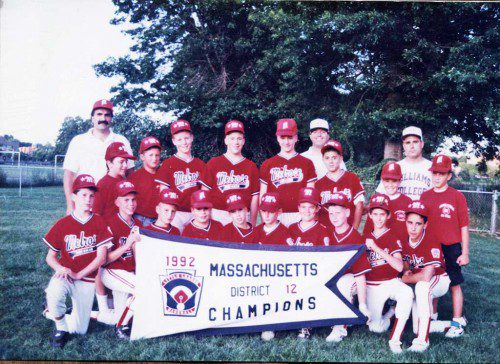 THE 1992 Melrose Little League 12-year-old All-Stars are celebrating their 25-year district 12 championship anniversary this week. They were the first Melrose Little League district champs since 1983, and the last since this year's 10 and 12-year-old All-Stars both won district 12 championships. The '92 team was managed by Mike Iudice. Pictured are front row, left to right: John Sierak, Kevin Curry, Joey Guzzo, Glen Lillander, Brendan Sullivan, Bert Stoker, Jeff Salemme, Jim Makin, Chris Tremonte and Tom McGovern. Second row, left to right: David Hodge, John Blieler, Chris McCarthy, David Grafton, Jeff Hill, Mark LaBella, Jason Ischia and Steven Ciulla. Back row left to right: coach Rick Dinarello, manager Mike Iudice, and coach Frank Muse. 
