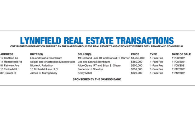 Lynnfield Real Estate Transactions published December 1, 2021