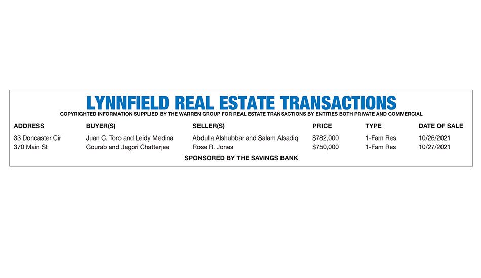 Lynnfield Real Estate Transactions published November 17, 2021