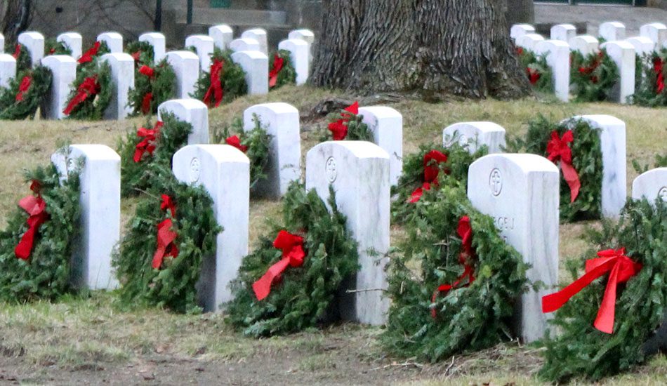 Wreaths placed at the graves of veterans