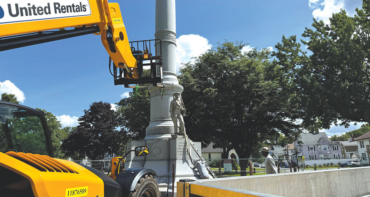 Soldiers and Sailors Monument reinstallation work continues