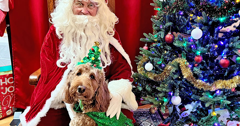 Santa and Finley have holiday cheer