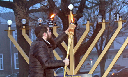 Menorah lit at ceremony on the Common