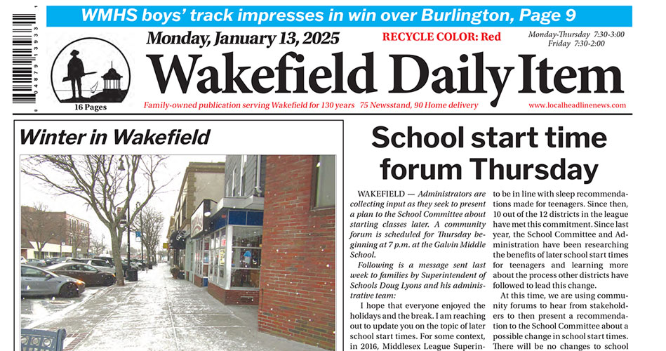 Front Page: January 13, 2025