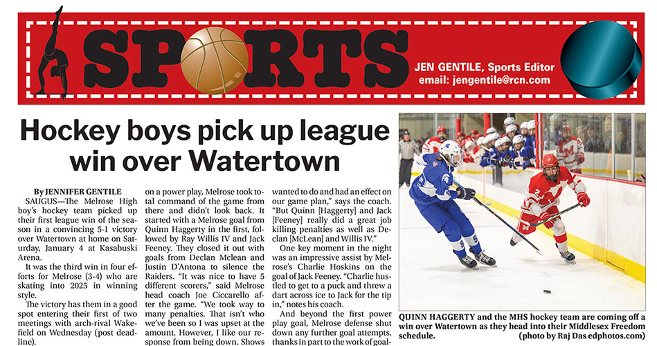 Lead sports page published January 10, 2025